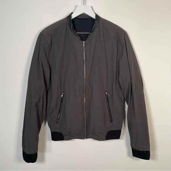The Kooples bomber zip-up jacket with leather trim size 48/M - Picture 1 of 7